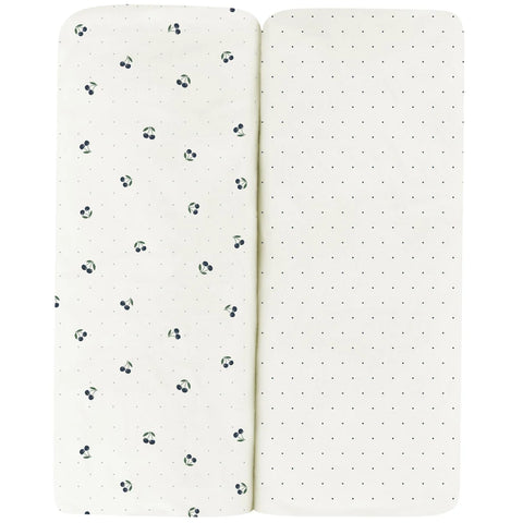 Ely's & Co Blue Cherry Crib/Toddler Bed Sheets