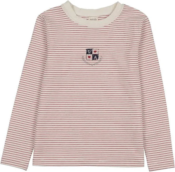 Lil Legs Red Stripe Denim City Girls LS Tee DCGLST-RSTR
