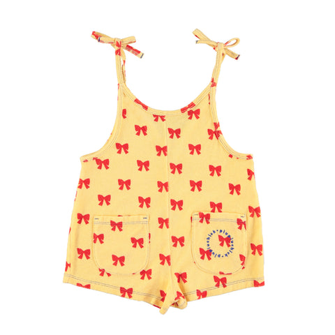 Piupiuchick Girls Yellow Terry Bows Jumpsuit