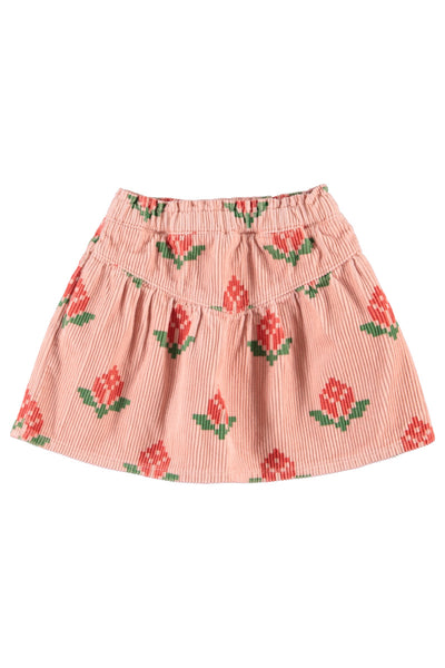 Piupiuchick Pink Big Flowers Knee Length Skirt