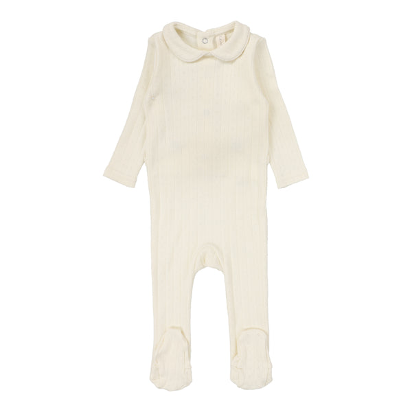 Lilette Cream Peter Pan Fine Pointelle Collar Footie FPCF-CPP