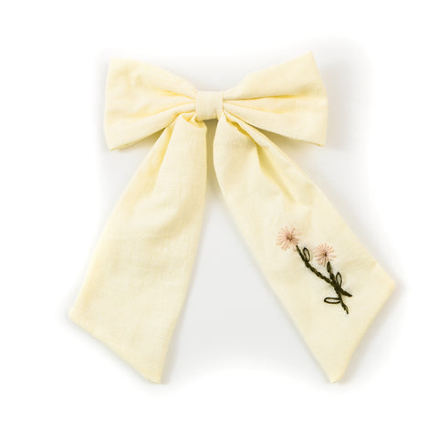 Halo Luxe Ivory Felicity Summer Soiree Linen Embroidered Longtail Clip