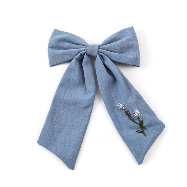 Halo Luxe Light Blue Felicity Summer Soiree Linen Embroidered Longtail Clip