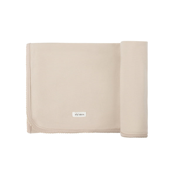 Ely's & Co Tan Embroidered Ginkgo Blanket