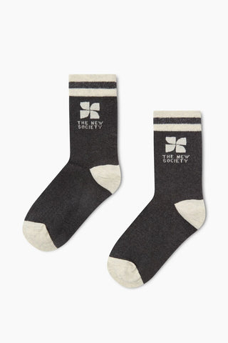 The New Society Dark Grey Melange Logo Socks