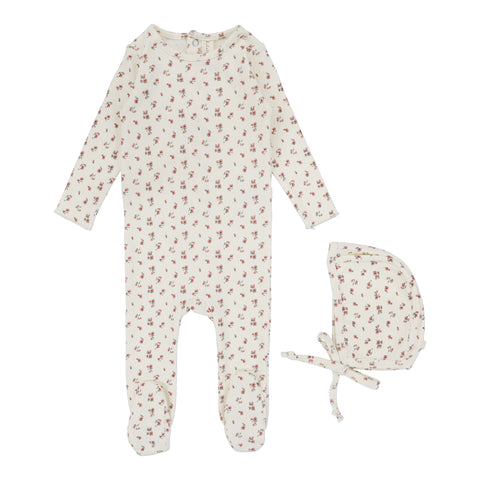 Lilette Cream Vintage Floral Footie Set