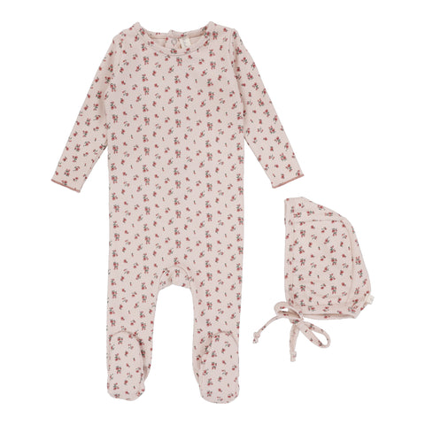 Lilette Pink Vintage Floral Footie Set