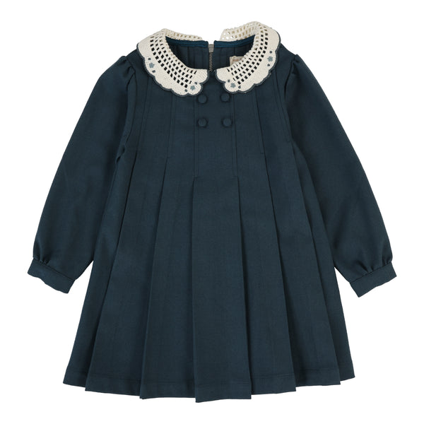 Lil Legs Analogie Slate Crochet Collar Dress DCCD-SLT