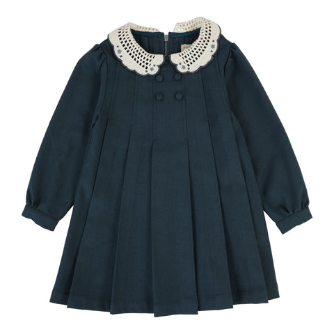 Lil Legs Analogie Slate Crochet Collar Dress DCCD-SLT