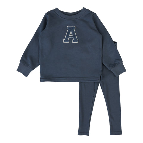 Lil Legs Off Blue Sherpa Varsity Set SVS-OFBL