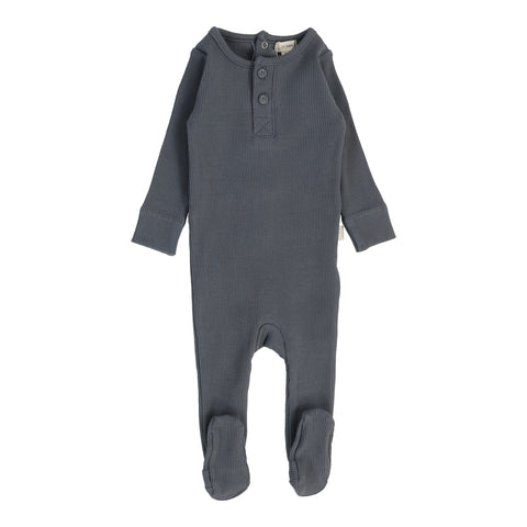 Lil Legs Analogie Slate Ribbed Henley Footie RHF-SLT