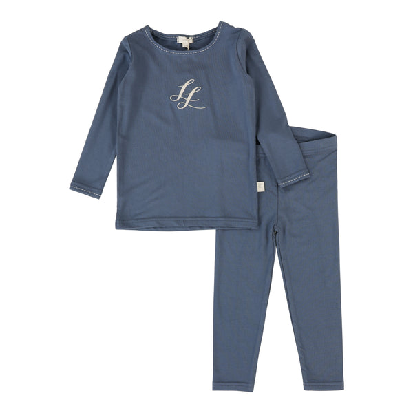 Lil Legs Analogie Off Blue Emblem Lounge Set LBELS-OFBL
