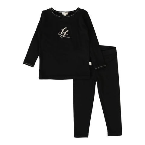 Lil Legs Analogie Black Emblem Lounge Set LBELS-BLA