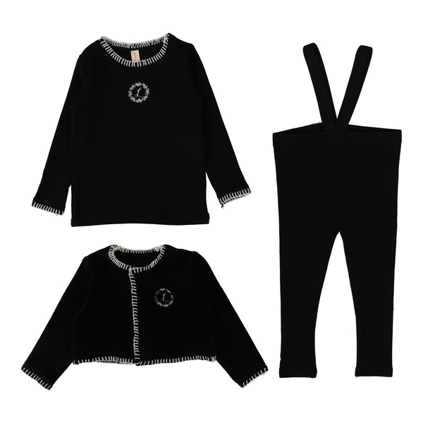 Lilette Black Velour Cardi Lounge Set