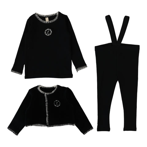 Lilette Black Velour Cardi Lounge Set