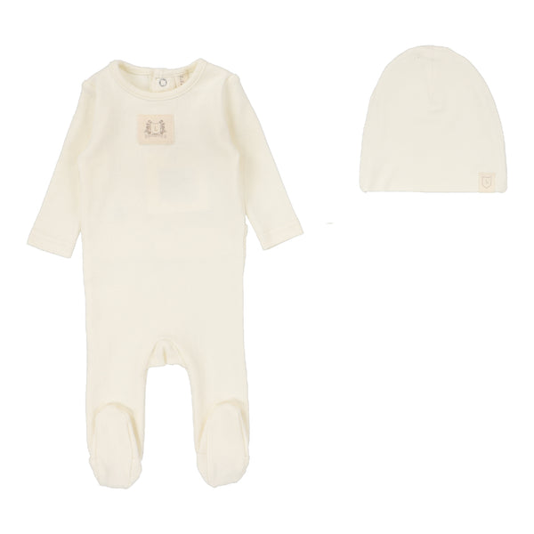 Lilette Cream Pointelle Emblem Footie Set PEFS-CRE
