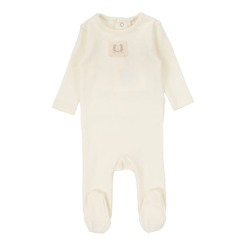 Lilette Cream Pointelle Emblem Footie PEF-CRE
