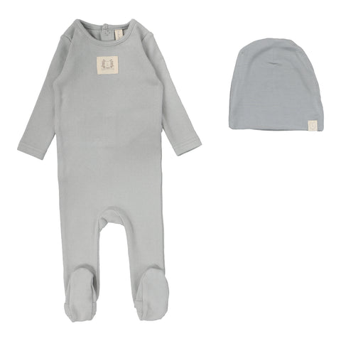 Lilette Light Blue Pointelle Emblem Footie Set PEFS-LIB