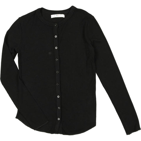 Coco Blanc Black Ribbed Button Down Tee