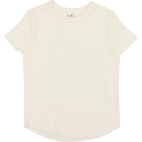 Coco Blanc Ivory Short Sleeve Ribbed Crew Tee