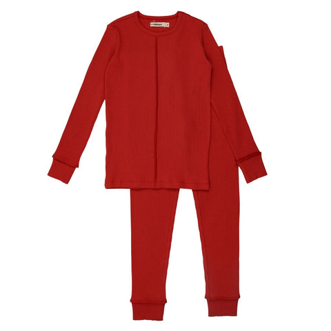 Urbani Deep Red Ribbed Pajamas