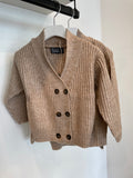 Belati Beige Marled Rib Chunky Double Button Cardigan