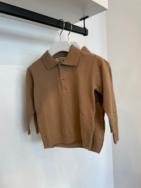 Nupkeet Sand Long Sleeve Knit Polo