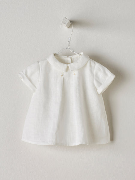 Nanos White Linen Baby Shirt