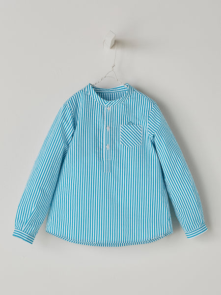 Nanos Turquoise Stripe Blue Baby Shirt