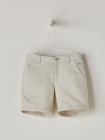 Nanos Beige Linen Shorts