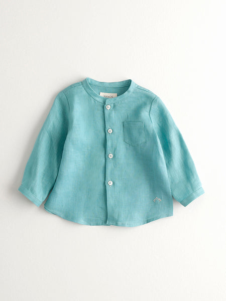 Nanos Baby Teal Linen Button Down Shirt