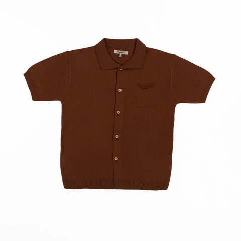 Nupkeet Brown Boys Knit Pocket Polo Shirt