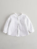 Nanos White Baby Long Sleeve Linen Shirt