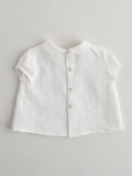 Nanos White Baby Peter Pan Collared Linen Shirt