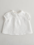 Nanos White Baby Peter Pan Collared Linen Shirt