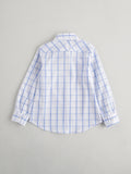 Nanos Stripe Long Sleeve Blue Check Shirt