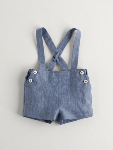 Nanos Blue Linen Overalls