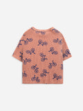 Bobo Choses Pink Bicycle AOP Short Sleeve T-Shirt