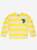 Bobo Choses Yellow Stripes Gathered Long Sleeve T-Shirt