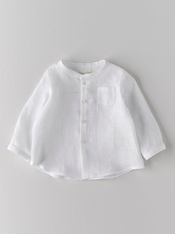 Nanos Baby Bright White Pocket Linen Button Down Shirt