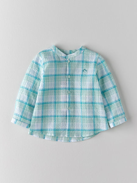 Nanos Baby Turquoise Plaid Long Sleeve Shirt