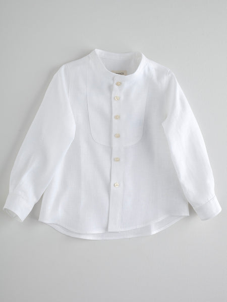 Nanos Bright White Detailed Linen Shirt