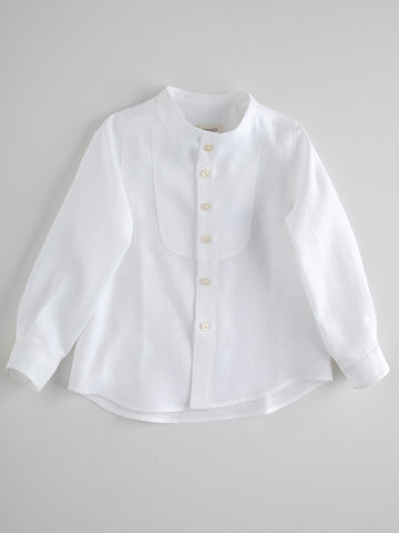 Nanos Bright White Detailed Linen Shirt