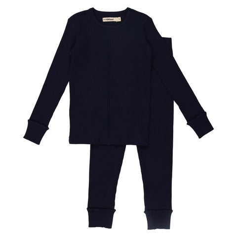 Urbani Navy Blue Ribbed Pajamas