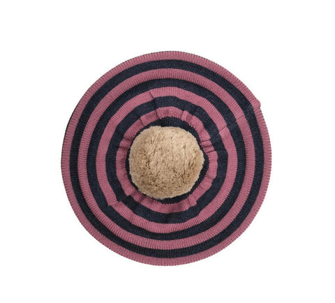 Mabli Pink & Grey Striped Hat