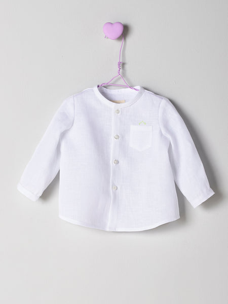 Nanos White Linen Baby Boy Shirt