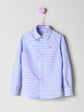 Nanos Blue & White Horizontal Stripe Shirt