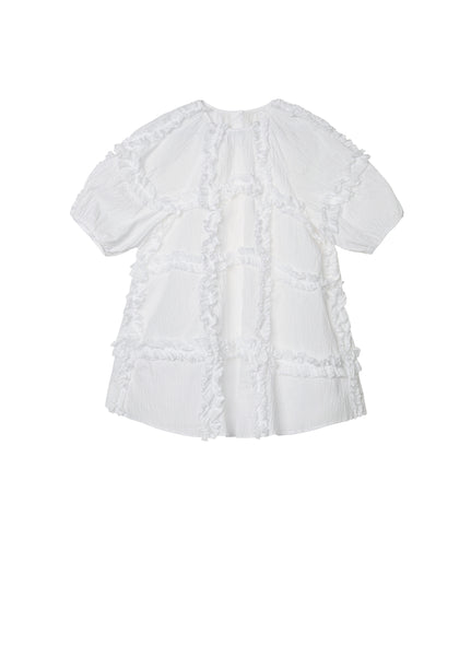 JNBY White Short Sleeve Ruffle Dress