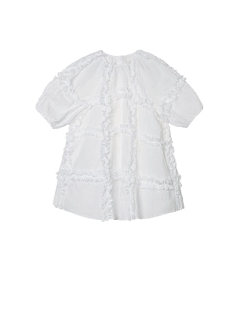 JNBY White Short Sleeve Ruffle Dress