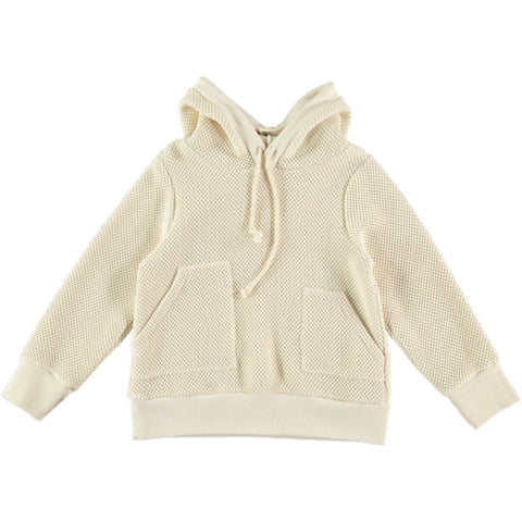 Belle Chiara Ecru Honeycomb Hoodie Sweatshirt